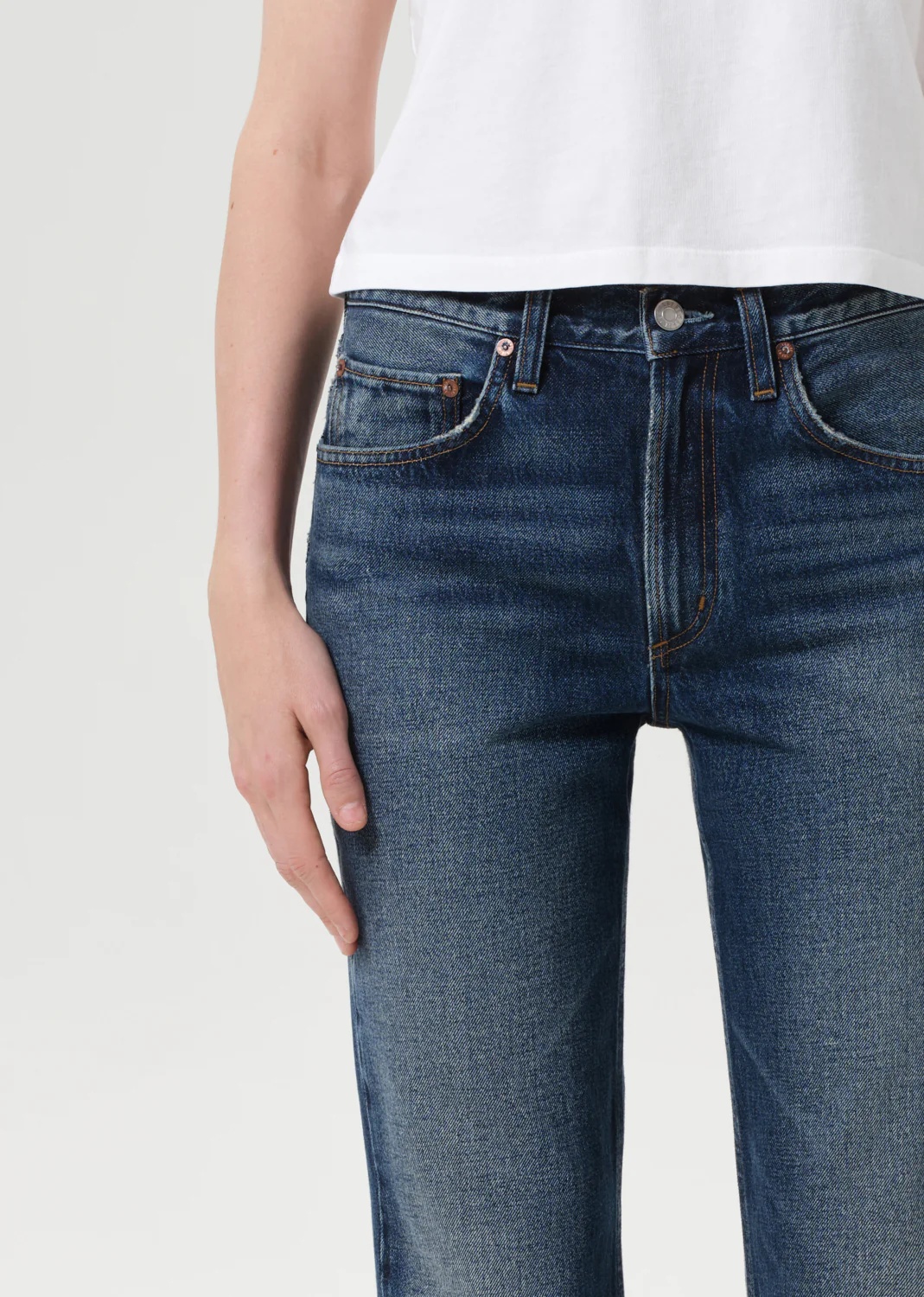 Agolde Denim Trousers With Belt Loops In Blue