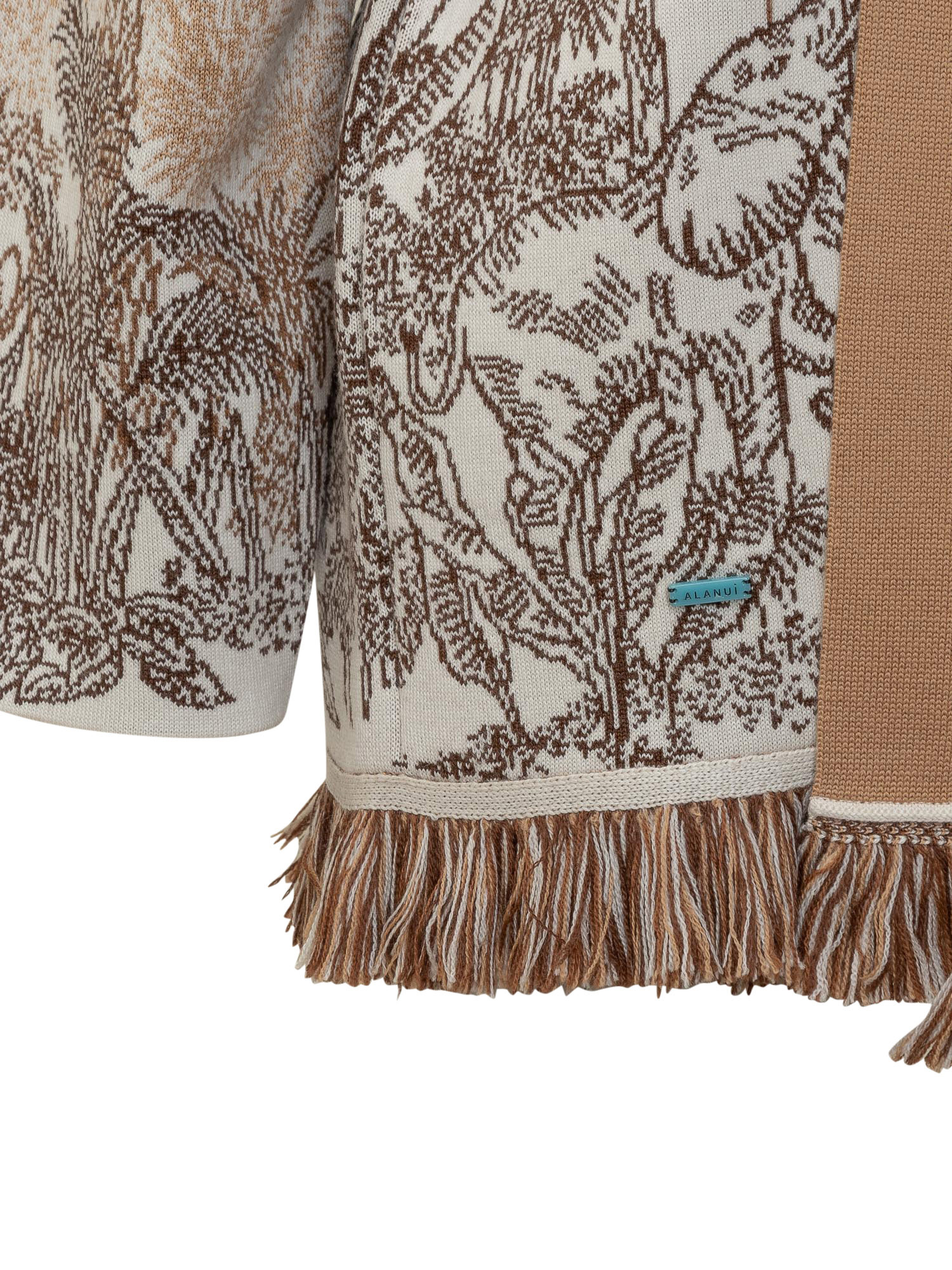 Alanui Jungle Toile De Jouy Wool Blend Cardigan In Nude