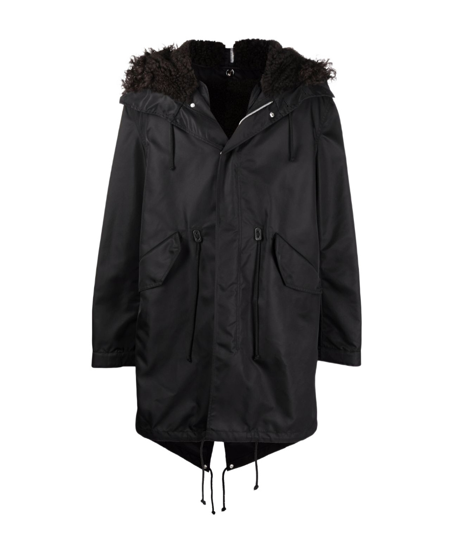 Bottega Veneta Shearling Hooded Parka In Black
