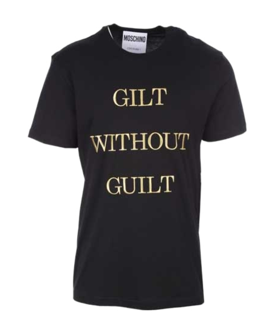 Moschino Slogan-print Short-sleeve T-shirt In Black