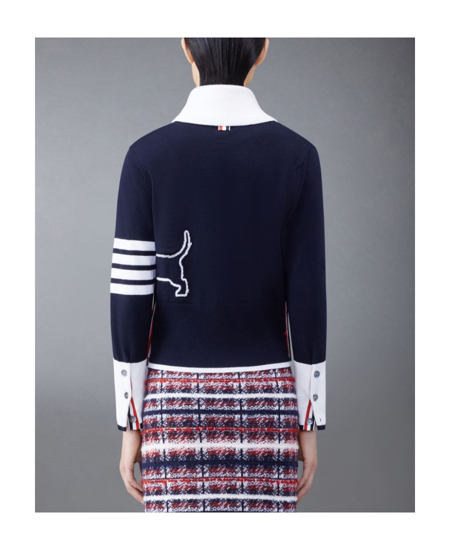 Thom Browne Hector Icon Shawl-collar Cardigan In Navy Blue