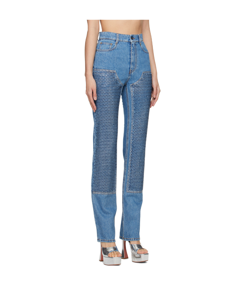 Area Crystal-embellished Straight-leg Jeans In Blue