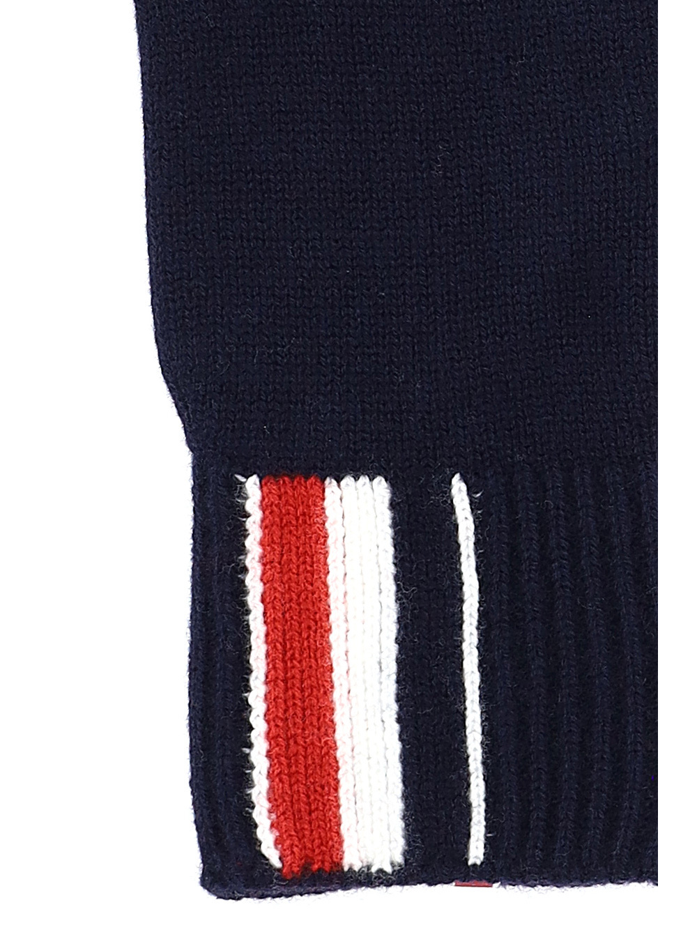 Shop Thom Browne Rwb Stripe Merino Wool Gloves In Black