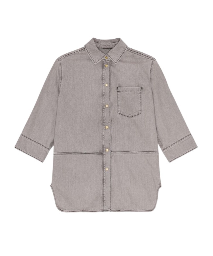 Ganni Gray Oversized Future Denim Shirt In Gray