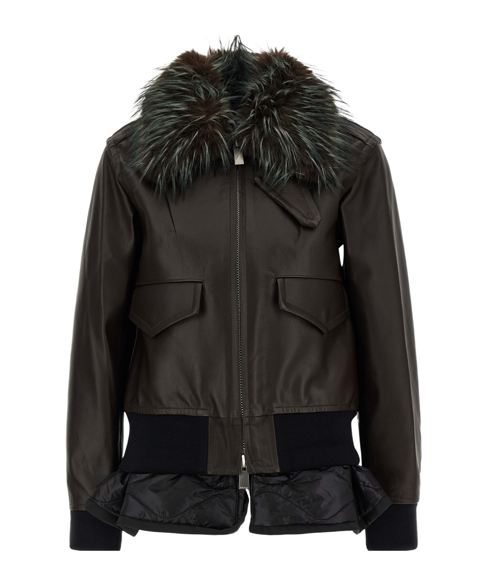 Sacai 2 In 1 Leather Jacket In Black