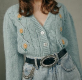 Alessandra Rich Knitted Cardigan In Blue