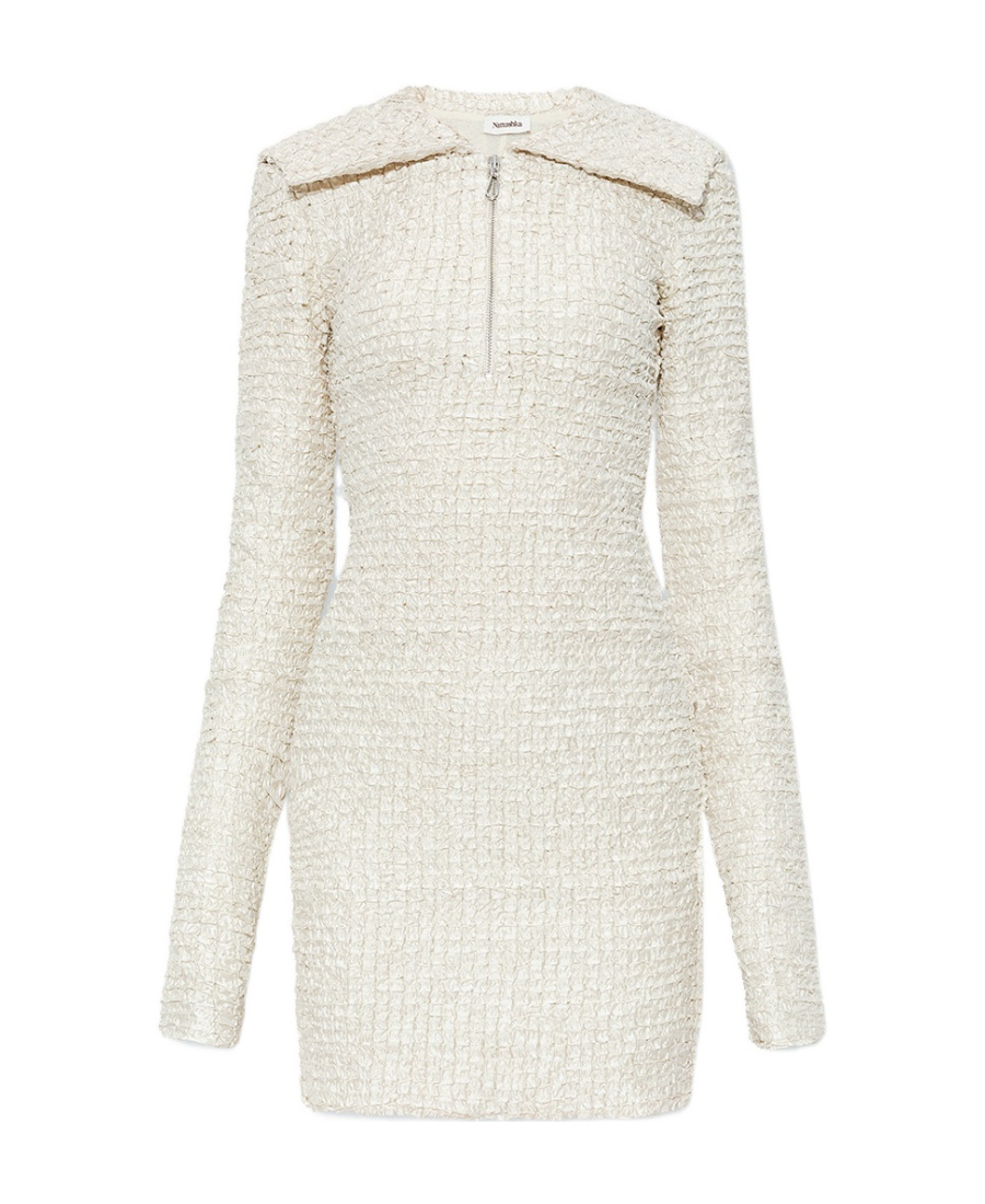 Nanushka Dribbled Ribbon Minidress In White