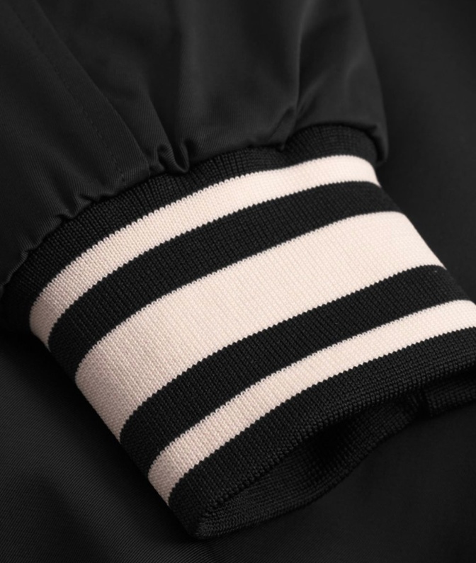 Les Deux Embroidered Satin Bomber Jacket In Black