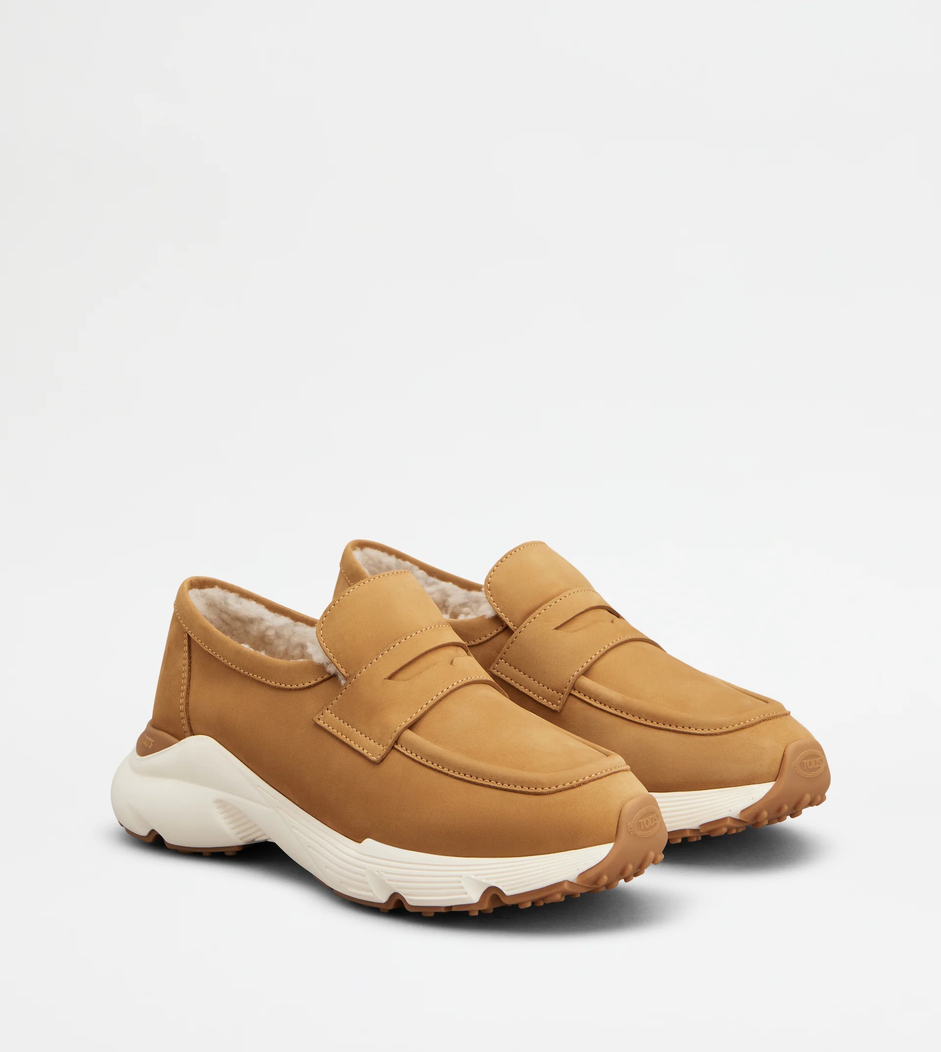 Tod's Round-toe Slip-on Sport Loafers In Brown