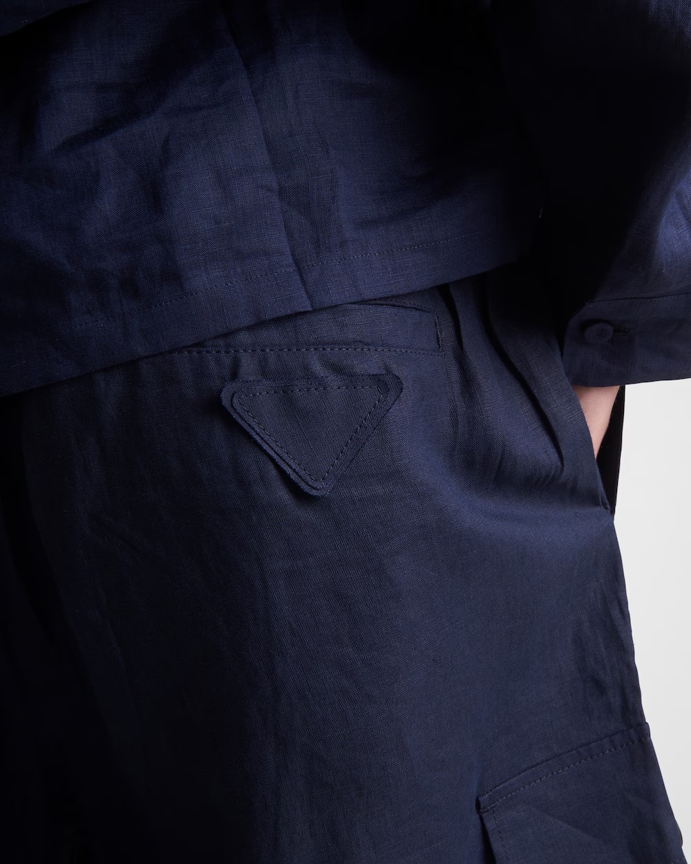 Prada Cargo Pocket Shorts With Side And Back Pockets In Blue