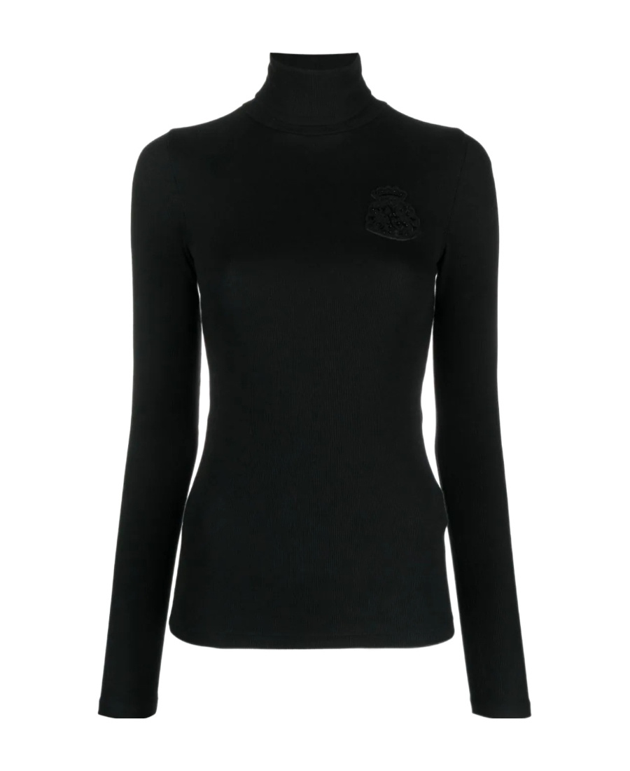 Polo Ralph Lauren Logo-patch Ribbed-knit Jumper In Black