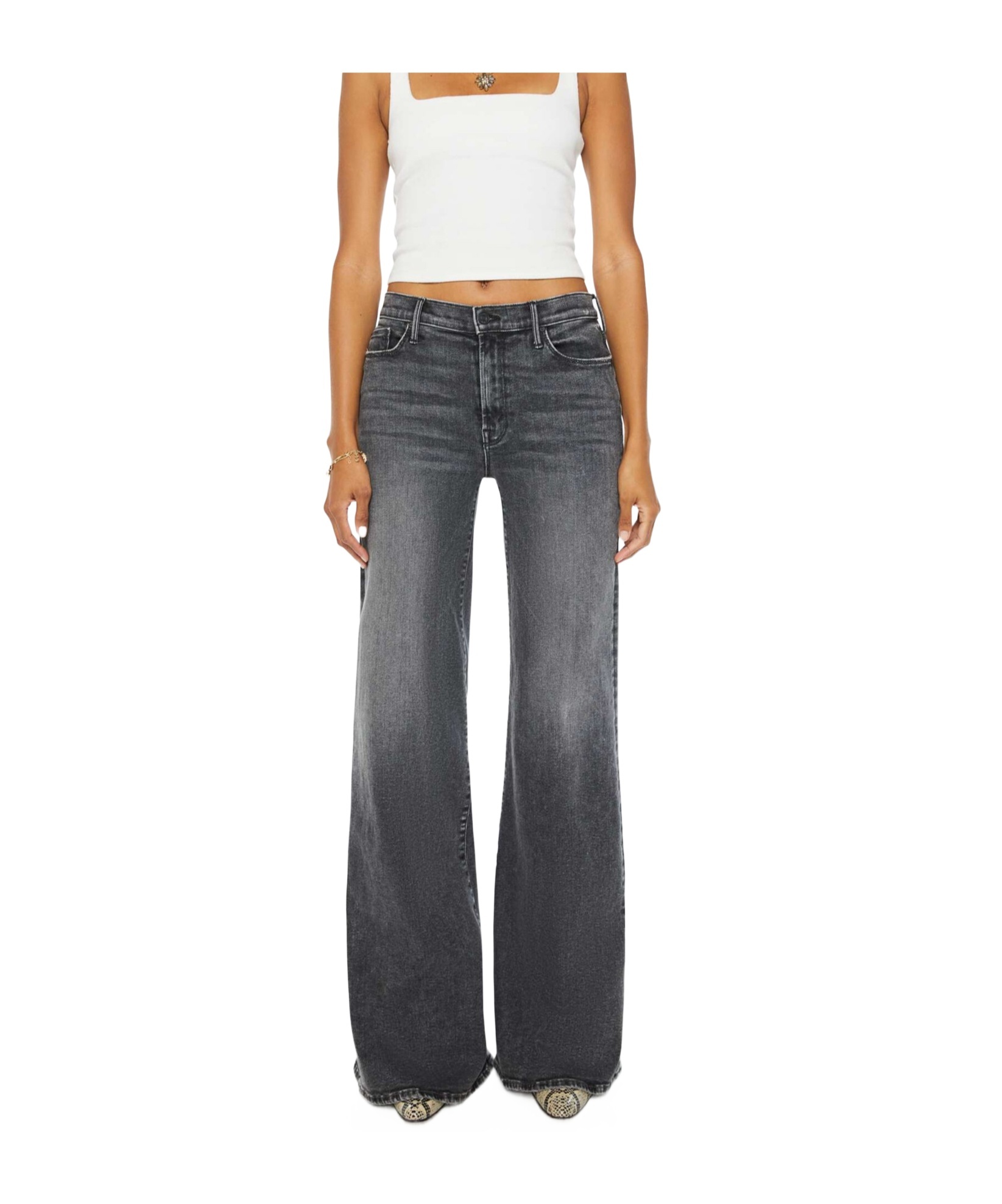 Mother The Twister Heel I Hate Snakes Jeans In Black
