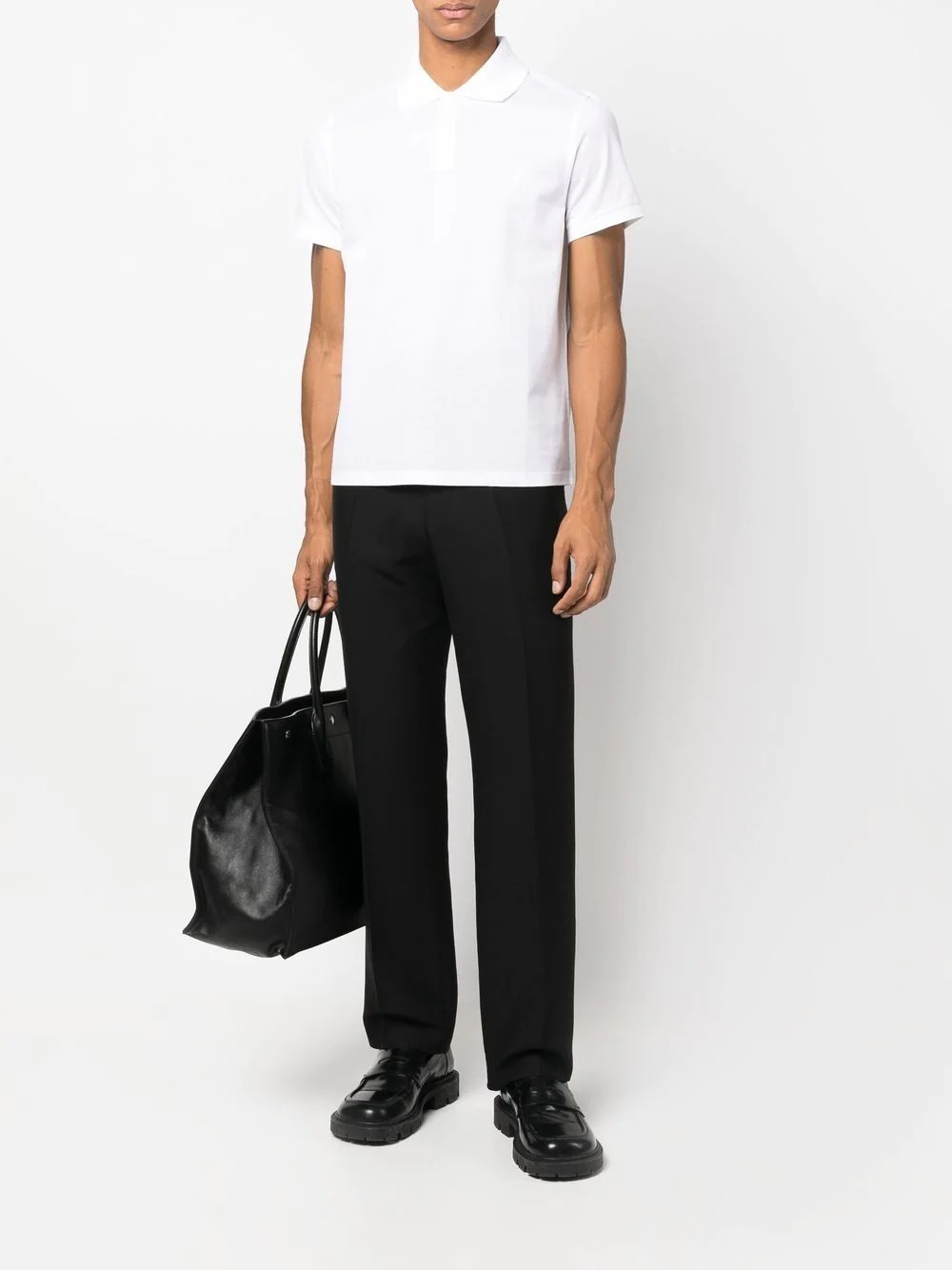 Saint Laurent Monogram Polo Shirt In White