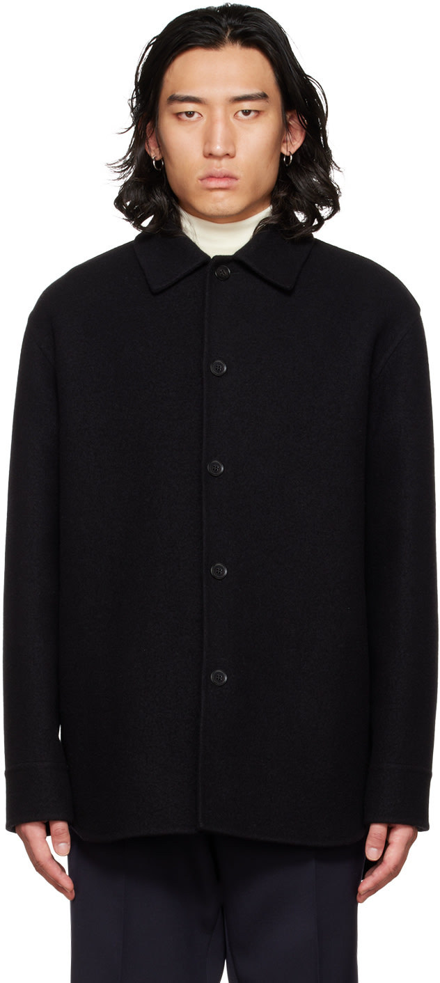 Jil Sander Black Shirt-jacket With Logo In Black