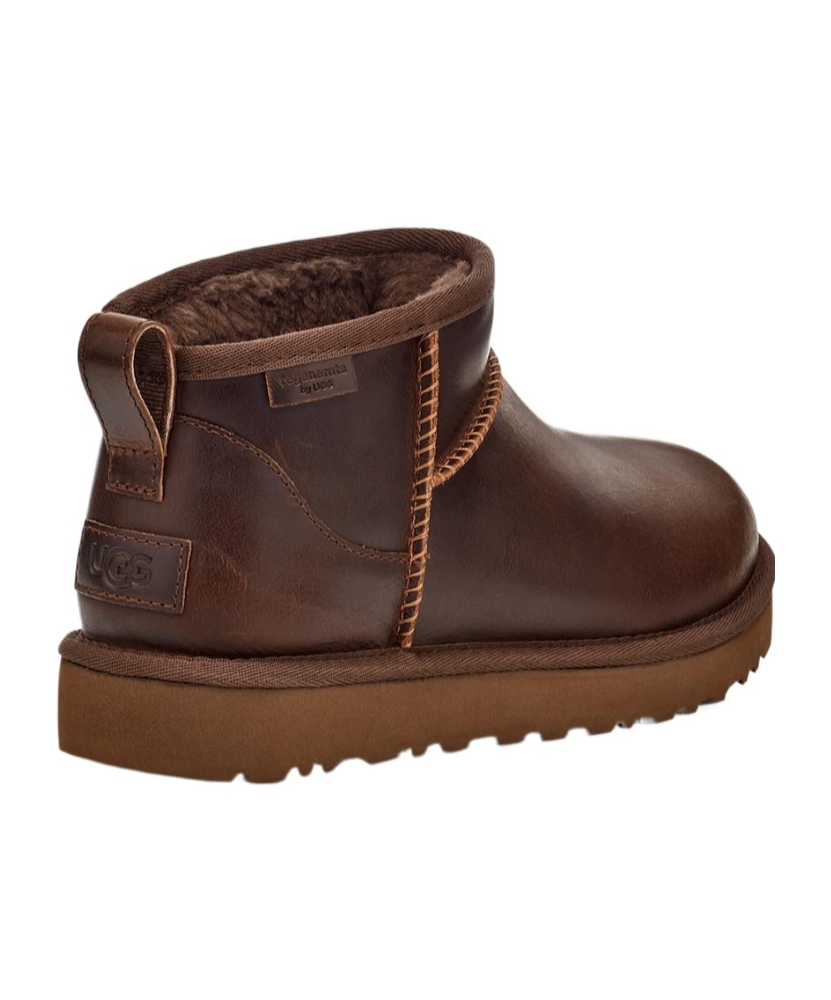 Ugg Classic Ultra Mini Lthr Regen Boots In Brown