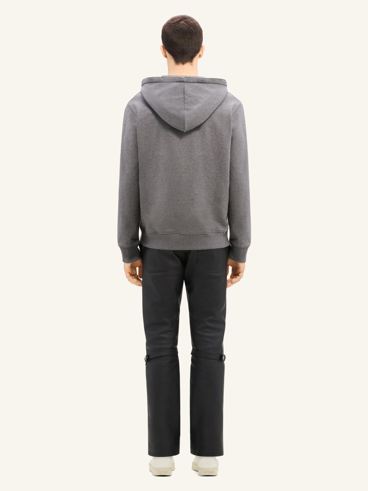 Courrèges Zipped Fleece Hoodie In Gray