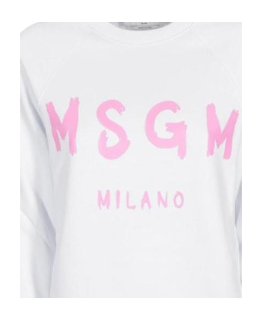 Msgm Logo-print Long-sleeve Sweatshirt In White