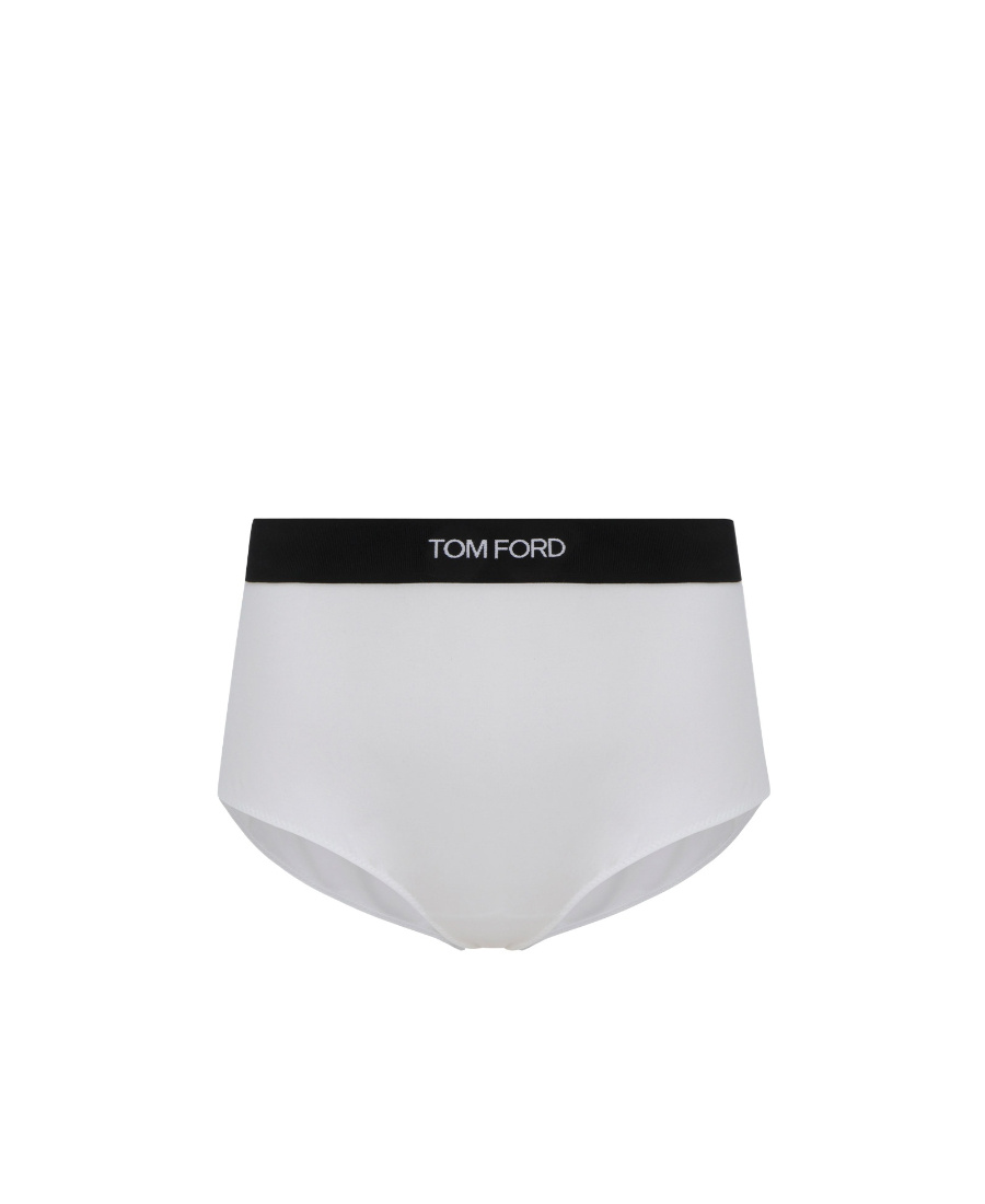 Tom Ford Logo Modal Jersey High Rise Briefs In White