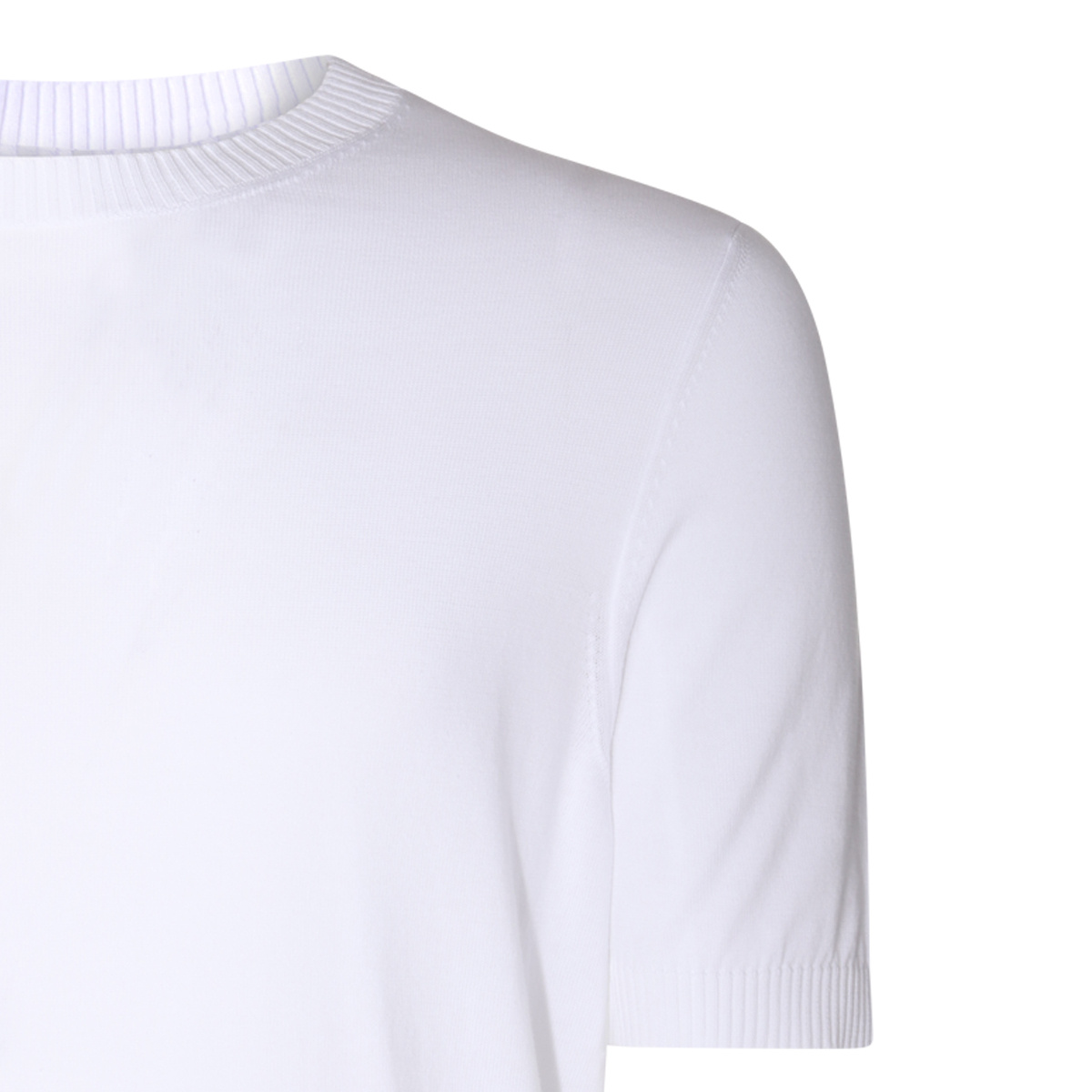Malo T-shirt Girocollo In Jersey Di Cotone In White