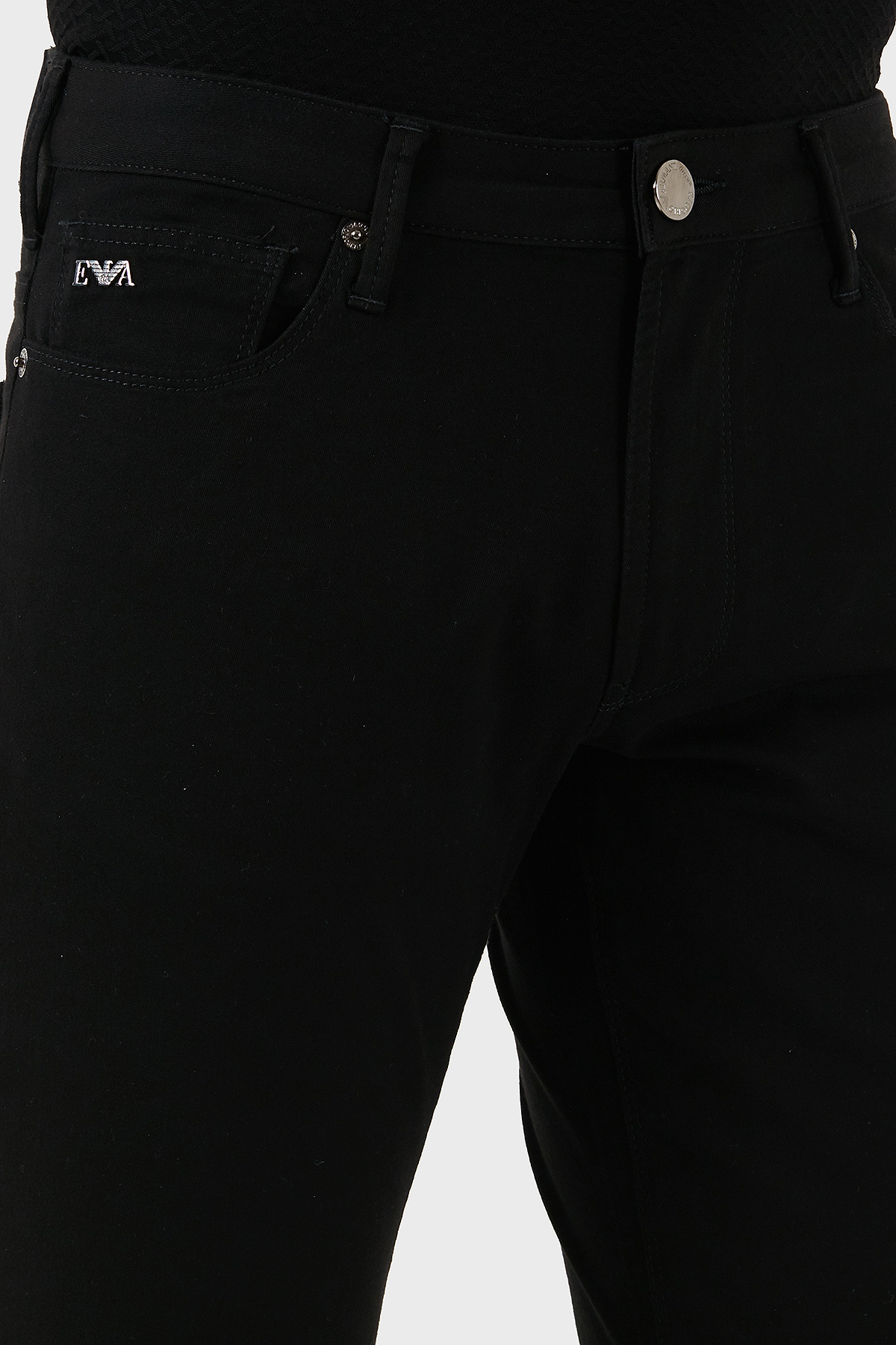 Emporio Armani Eagle Logo-embossed Brand-patch Slim-fit Stretch-denim Jeans In Black