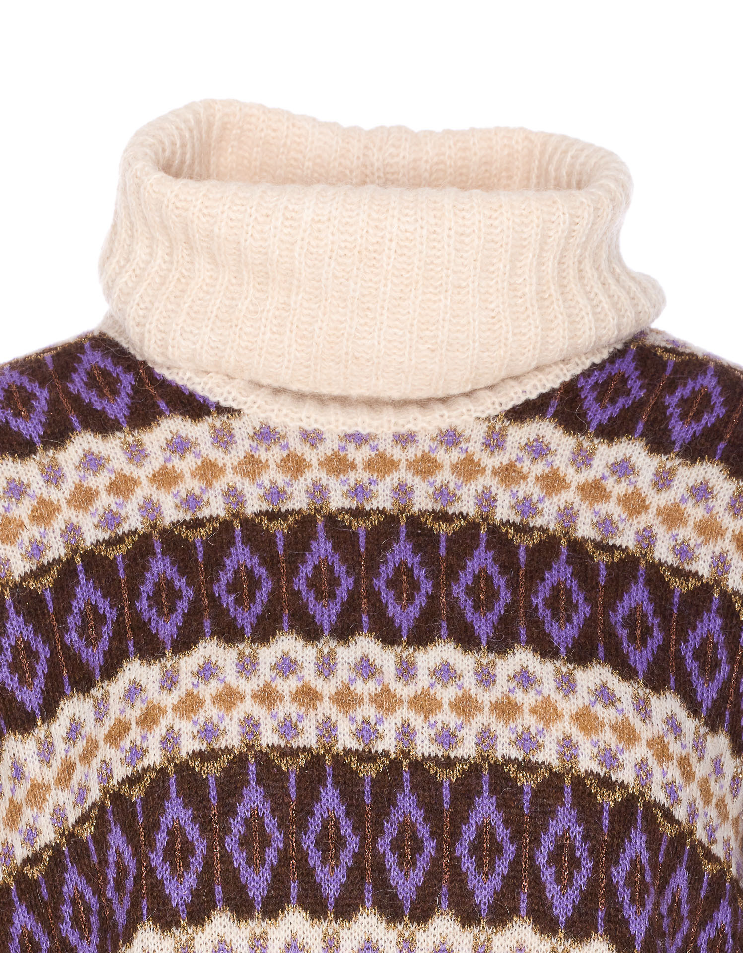 Liu •jo Turtleneck Knitwear Patterned Design In Brown