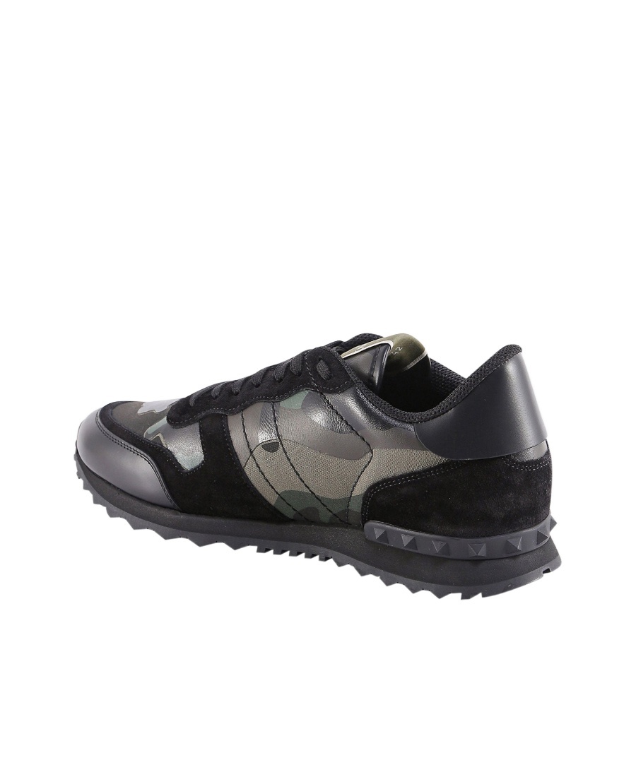 Valentino Rockrunner Camouflage Sneakers In Black