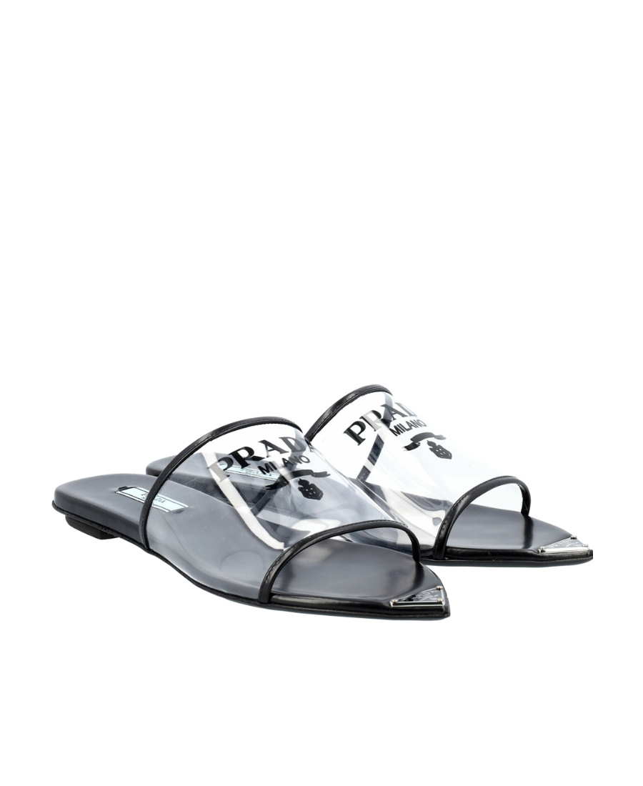 Prada Women Transparent Plex Slippers In Black