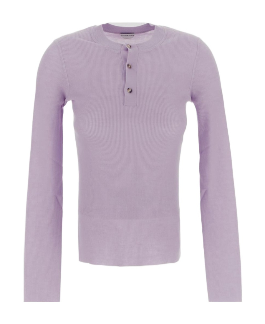 Bottega Veneta Button-up Wool Jumper In Purple