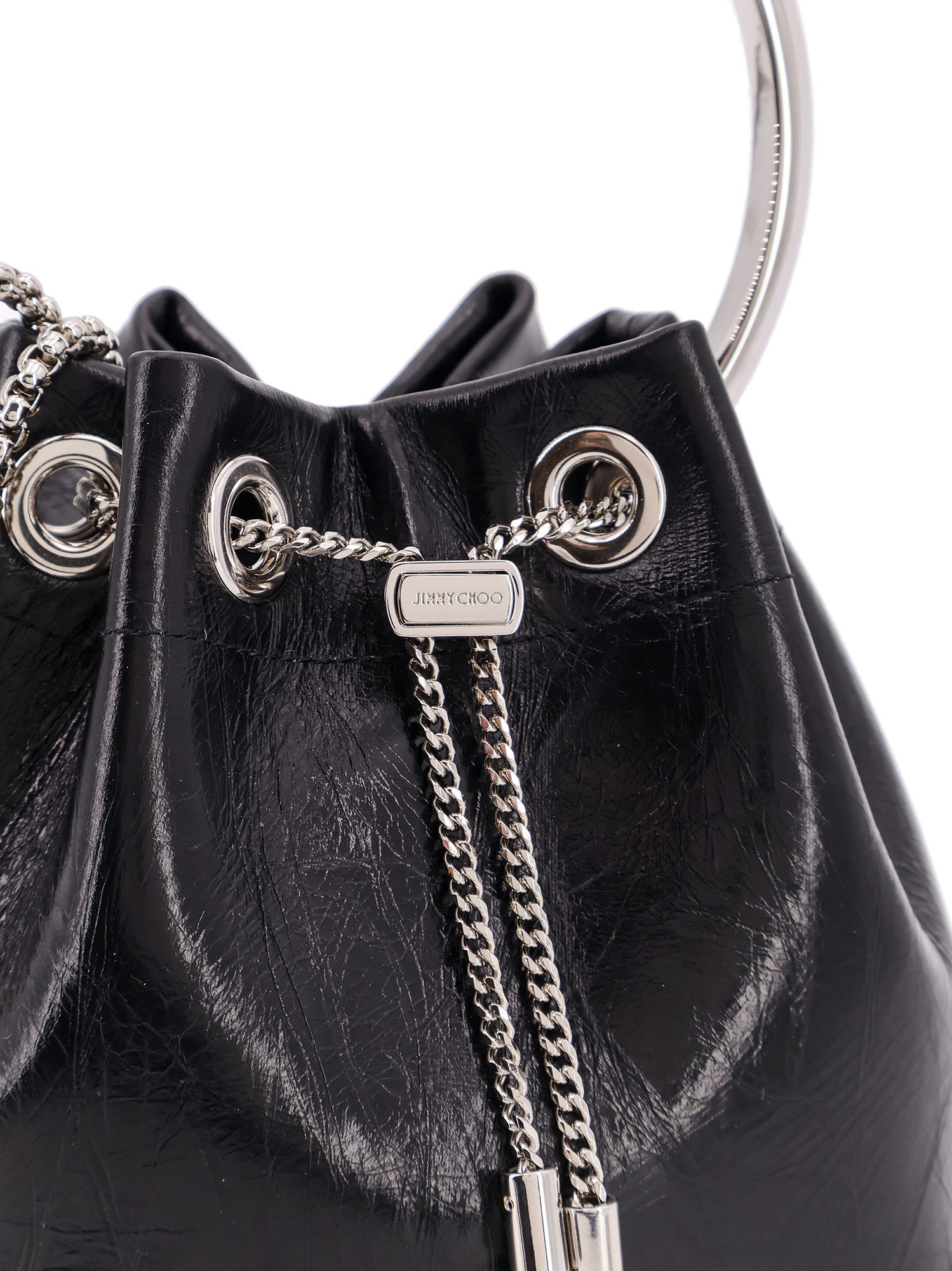 Jimmy Choo Borsa A Secchiello Bon Bon In Pelle Nera Donna