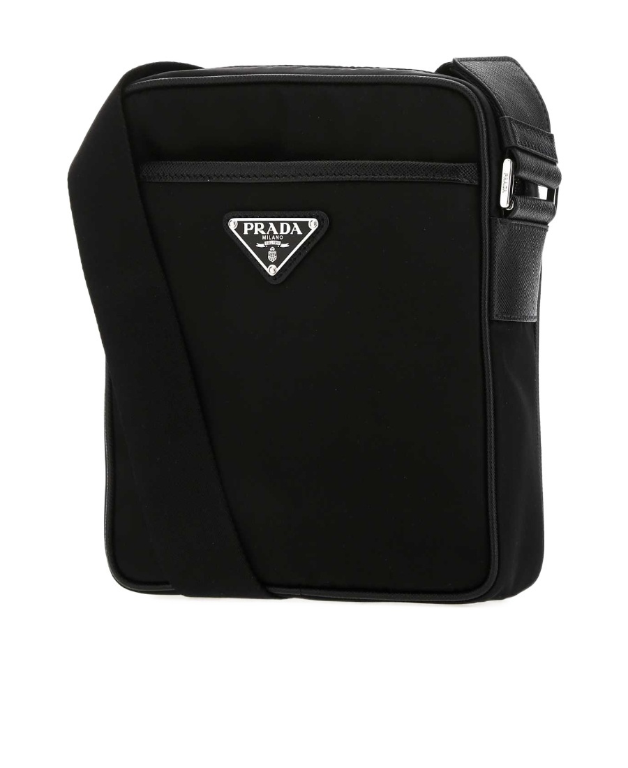 Prada Re-nylon And Saffiano Shoulder Bag In Black