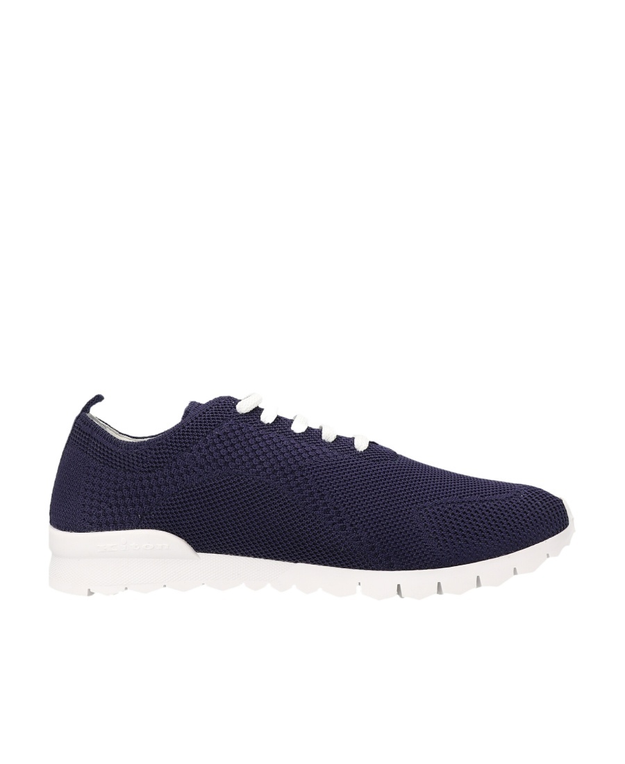 Kiton Navy Blue Fit Running Sneakers In Black
