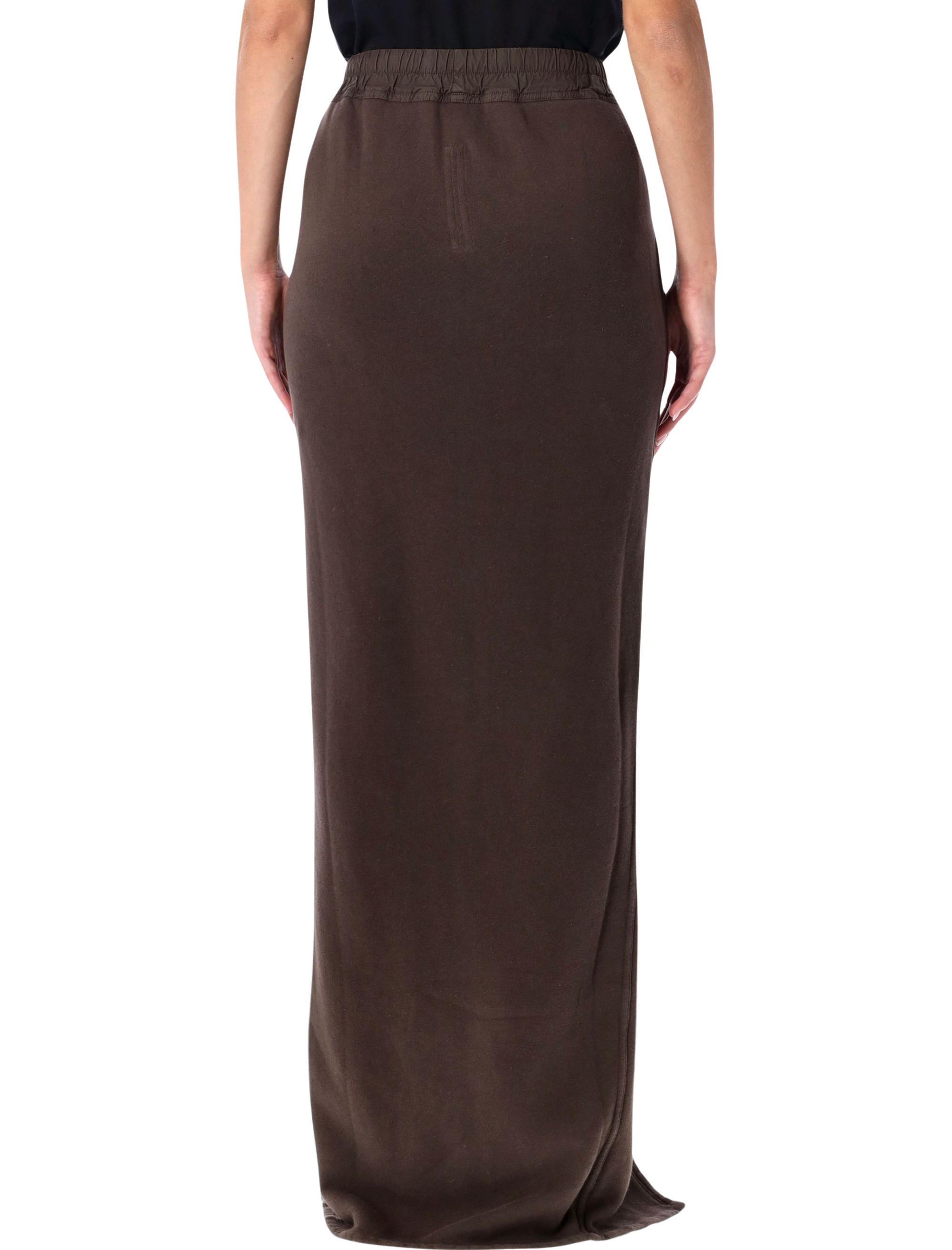 Rick Owens Drkshdw Phleg Pillar Drawstring Slit Skirt In Brown