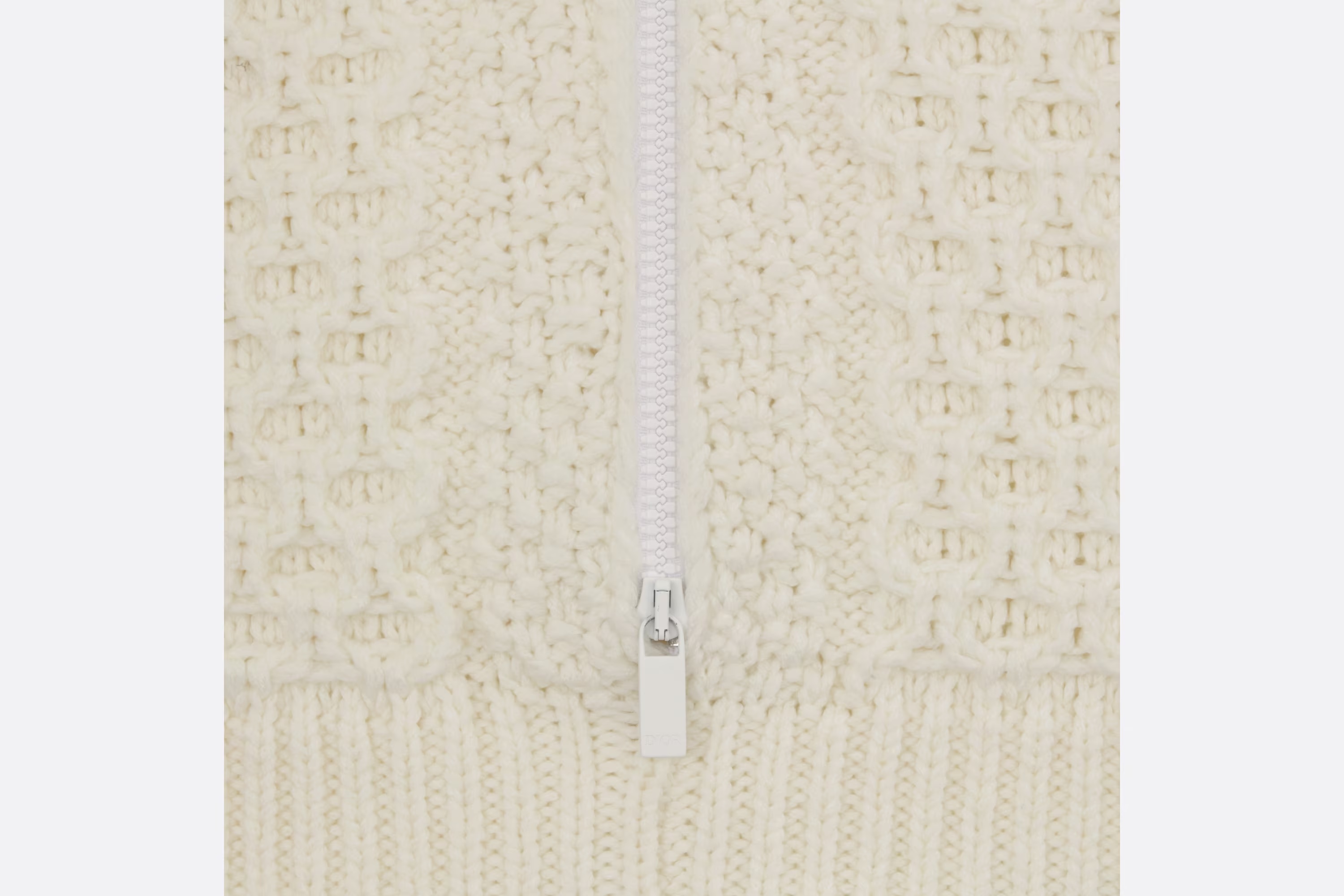 Dior Cable Knit Sweater With Ribbed Finish In White