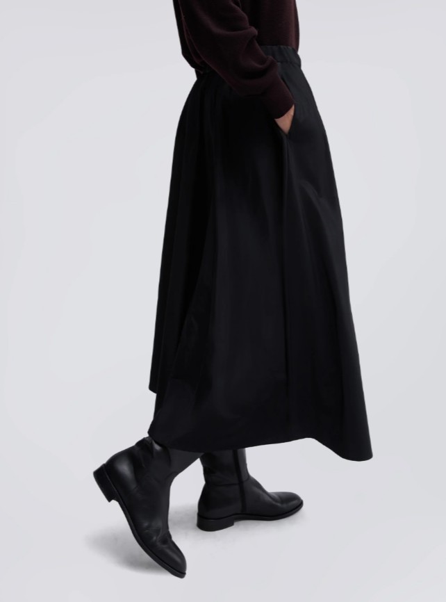 Aspesi Pleated A-line Mid-length Skirt In Black