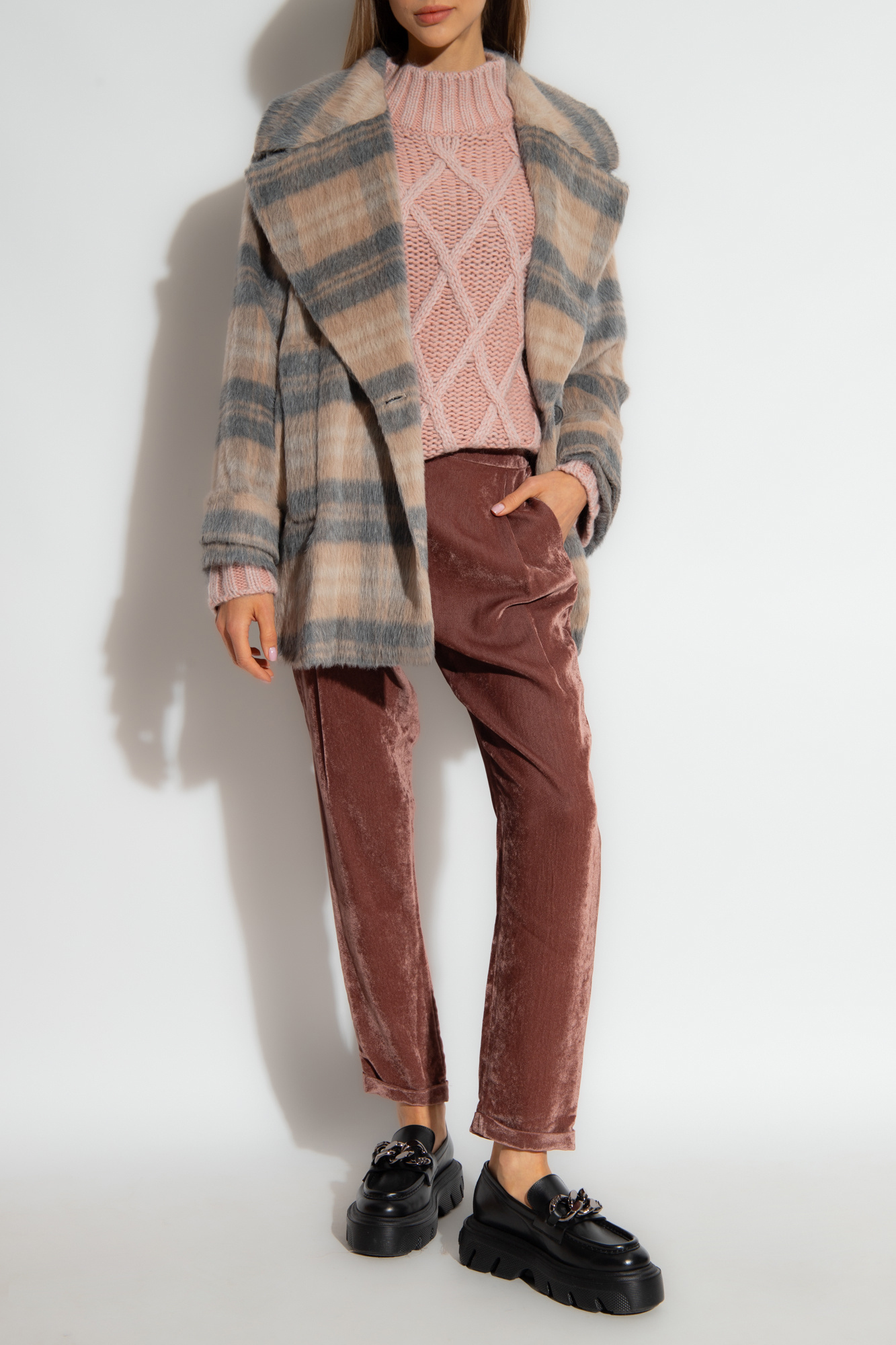 Fabiana Filippi Long-sleeved Coat In Nude