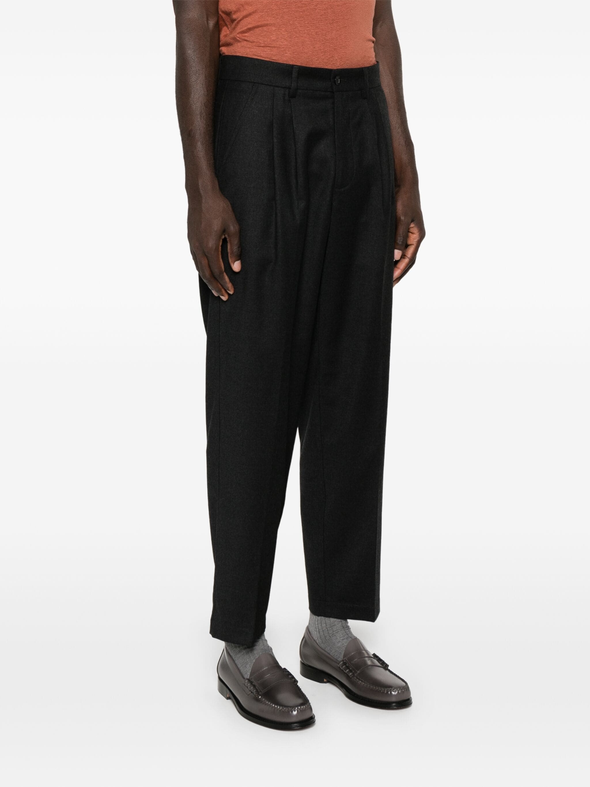 Shop Barena Venezia Belt-loop Casual Pants In Black