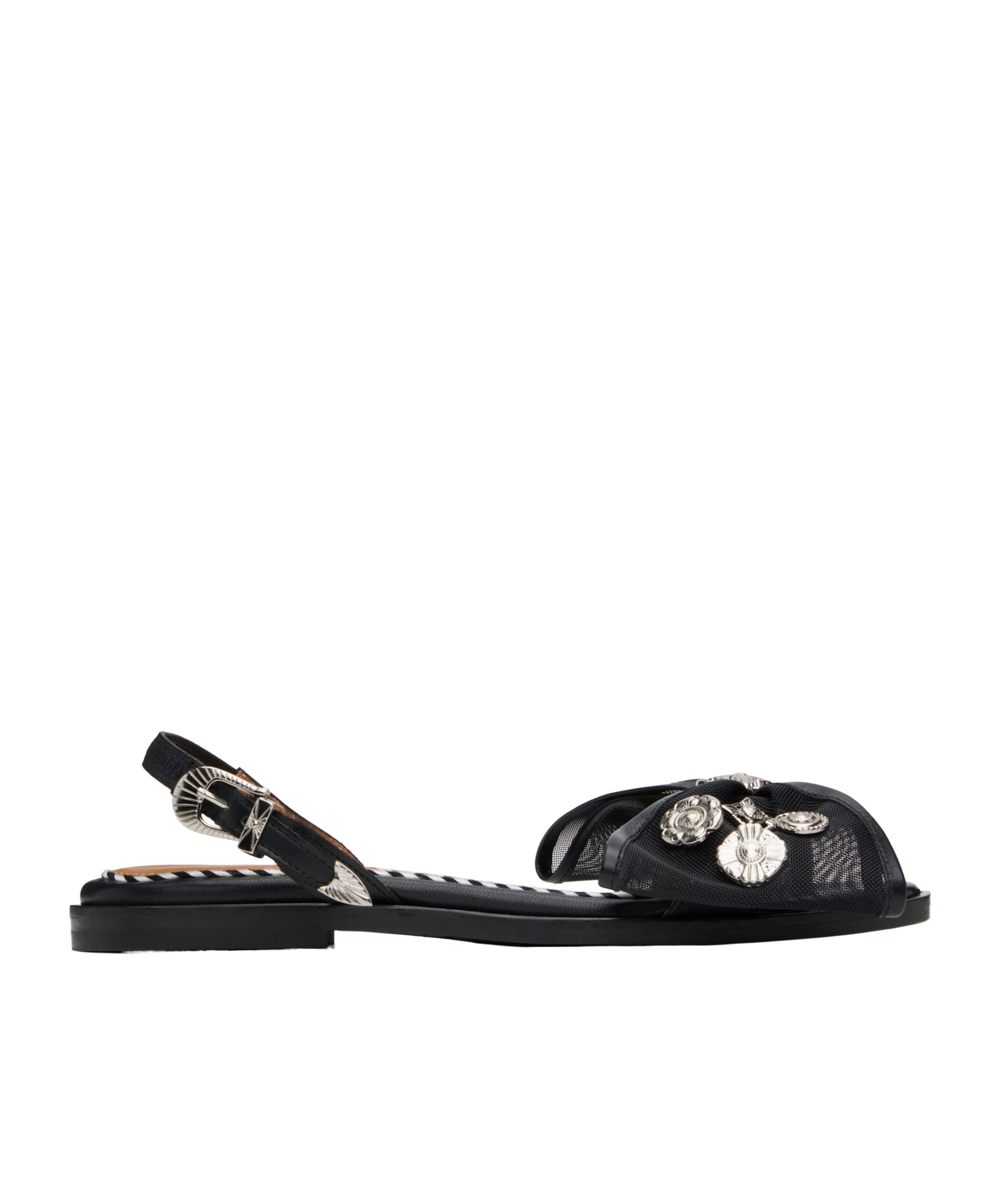 Toga Mesh Bow Sandals In Black