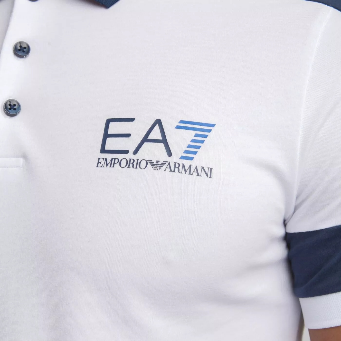 Ea7 Logo Pattern Polo Shirt In White