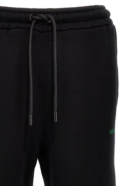 Off-white Wide-leg Cotton Joggers With Cuffed Hem In Black