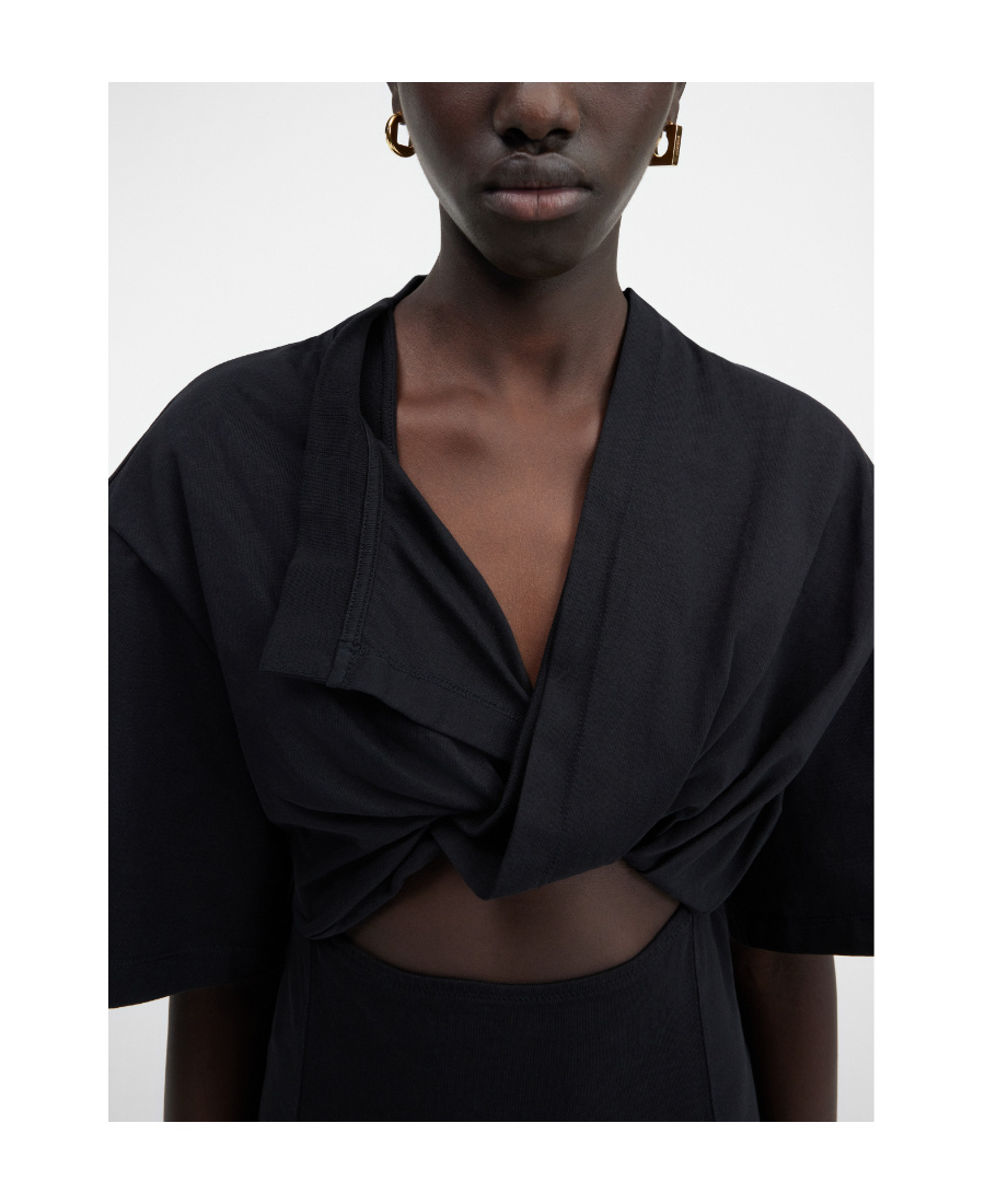 Jacquemus Bahia Twisted Cut-out Mini Dress In Black