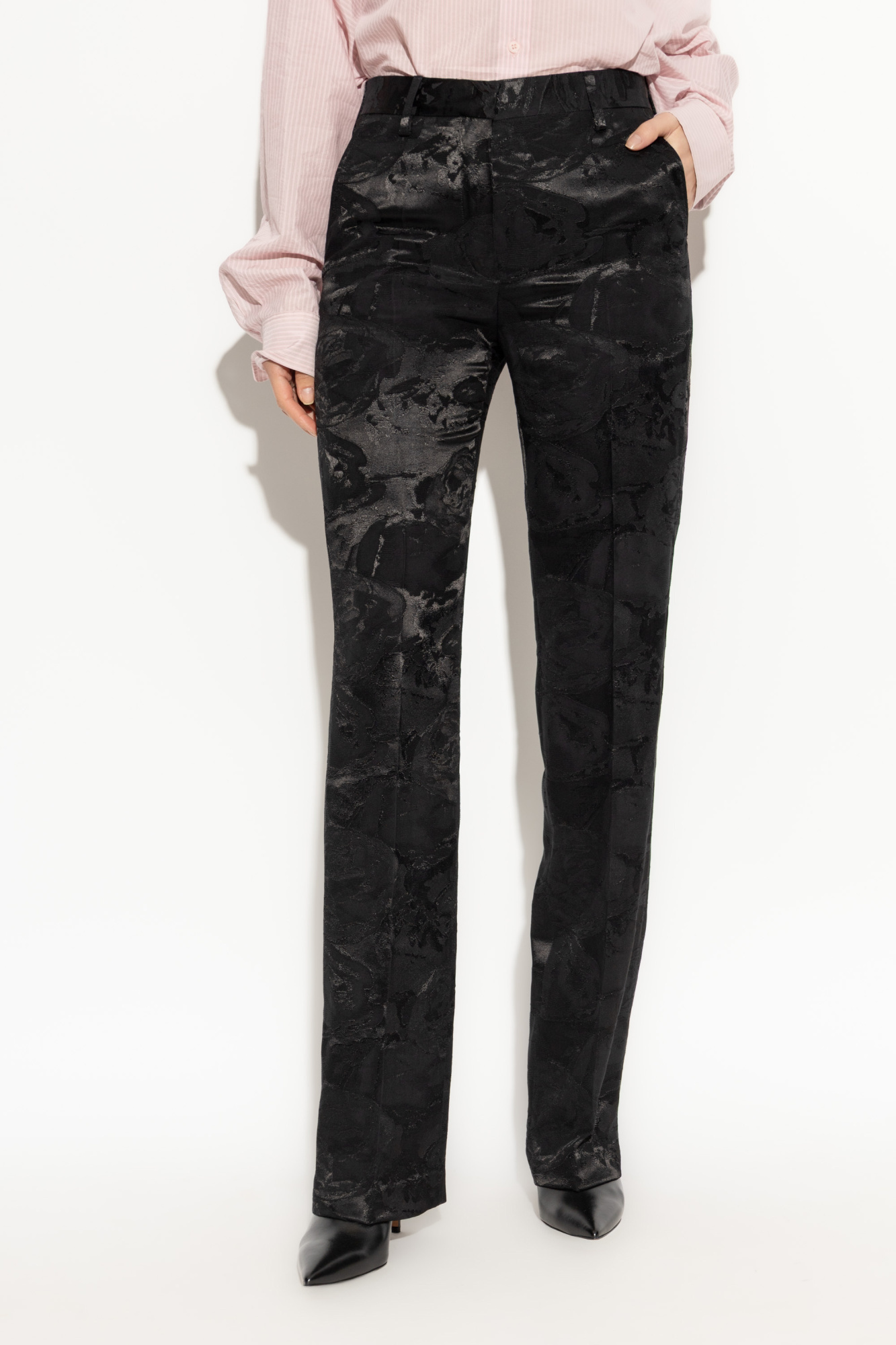 Dries Van Noten Womens Black Two-slip-pockets Straight-leg High-rise Wool-blend Trousers In Black