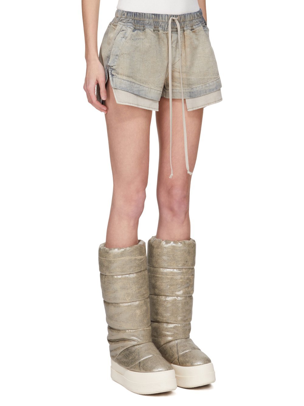 Rick Owens Drkshdw Drkshdw Fw25 Concordians Fog Denim Boxer Shorts In Green