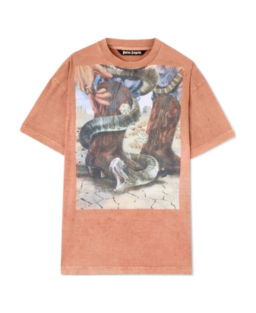 Palm Angels Graphic Printed Crewneck T-shirt In Pink