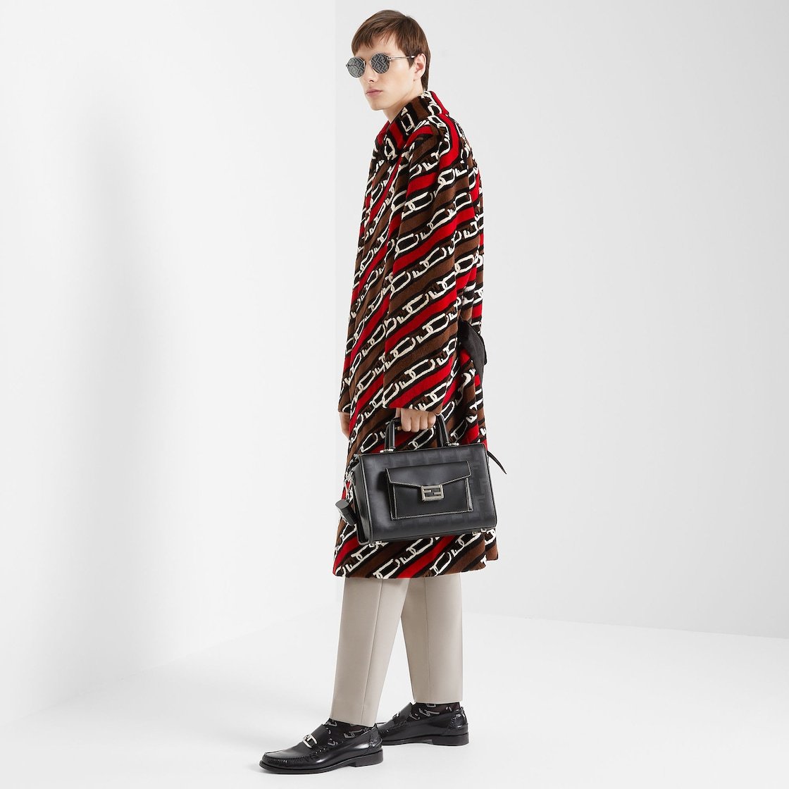 Fendi Soft Trunk Logo Handbag In Black