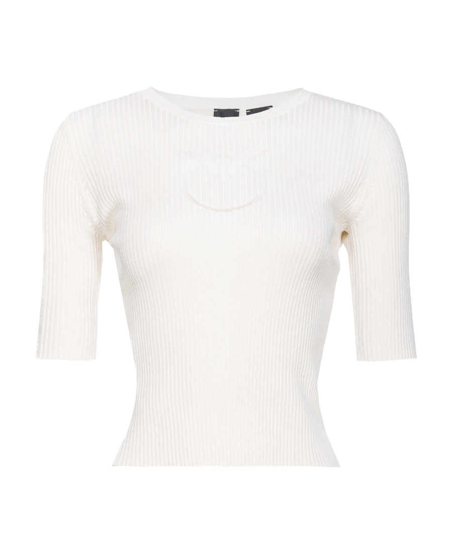 Shop Pinko Love Birds Ribbed Top In White