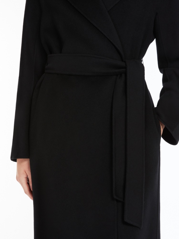 Shop Max Mara Studio Belted Mid-length Coat In Black