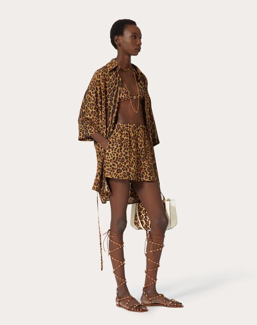 Valentino Animalier Crepe De Chine Shorts