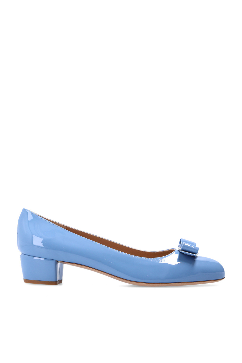 Ferragamo Salvatore  Blue Vara Bow Pump Shoe In Blue