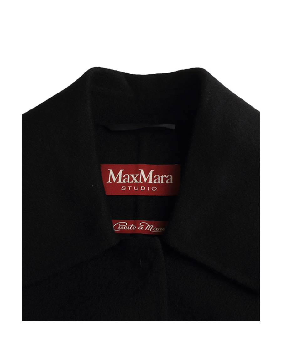 Max Mara Logo Coat In Black