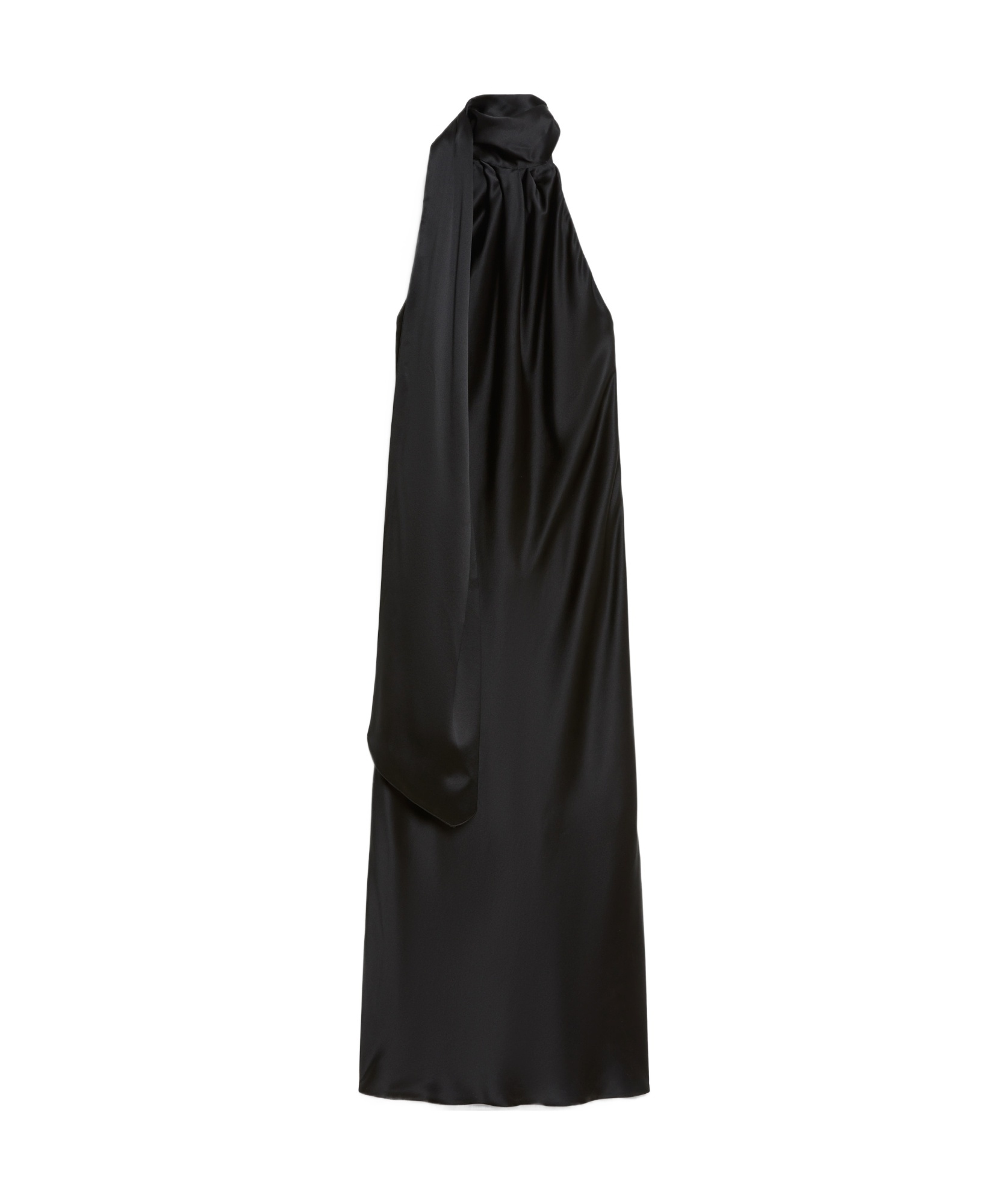 Shop Max Mara Moli Halterneck Sleeveless Satin Dress In Black